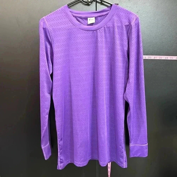 ZYIA Active Lazer Cut dots,see through,long sleeve,round neck,athletic,casual - Picture 1 of 7
